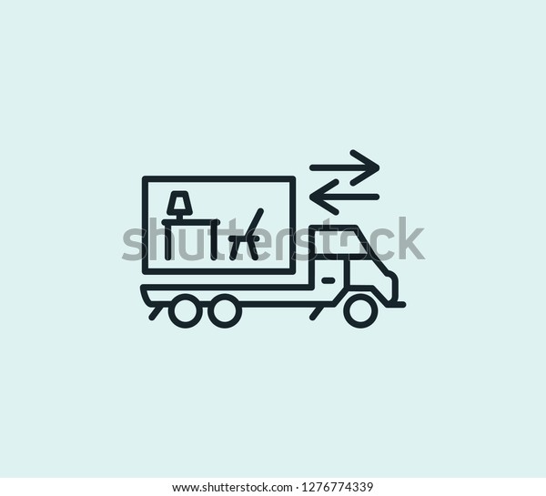 Moving truck icon line
isolated on clean background. Moving truck icon concept drawing
icon line in modern style.  illustration for your web mobile logo
app UI design.