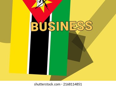 Mozambique Business. State Flag On A Colorful Background. Maputo And Mozambique Business Concept. Metaphor Commerce And Business In MOZ. Abstract Geometric Style, 3d Image