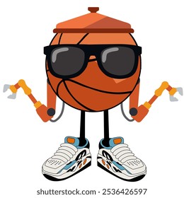 Mr. Basky: A playful basketball-themed character posing with sunglasses and sneakers. - Powered by Shutterstock