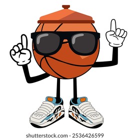 Mr. Basky: A playful basketball-themed character posing with sunglasses and sneakers. - Powered by Shutterstock