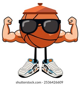 Mr. Basky: A playful basketball-themed character posing with sunglasses and sneakers. - Powered by Shutterstock