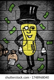 Mr Money Peanut Illustration In Graffiti Style