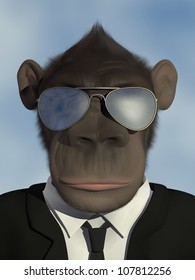 Mr.Monkey In Business Suit With Sunglasses