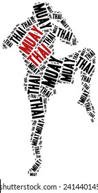 Muay Thai. Martial Arts Concept. Word Cloud Illustration.