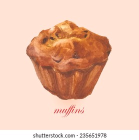 Muffin on pink background