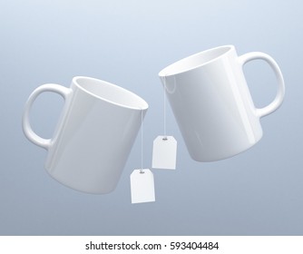 Mug With Tea Bag Label Mockup 3d Rendering