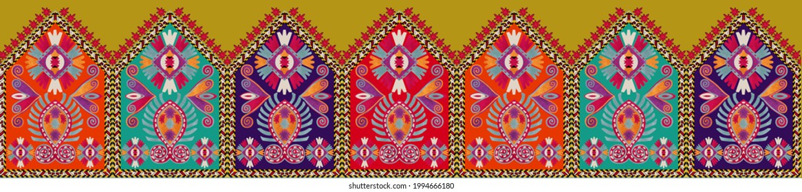 Mughal art and carpet patterns border motif