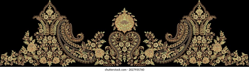 Mughal Art Work.indian Traditional Antique Gold Border
