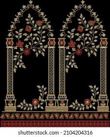 Mughal Art Work.indian Traditional Antique Gold Border
