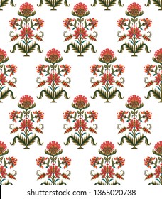 Decorative Colorful Mughal Seamless Pattern Wallpaper Stock Vector ...