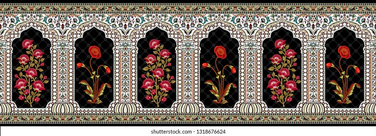 Mughal Floral Motif Decorative Border 01