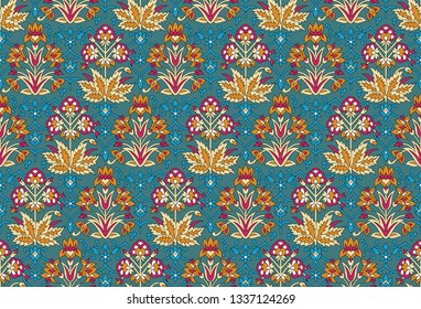 Mughal Floral Pattern On Background Stock Illustration 1337124269 ...