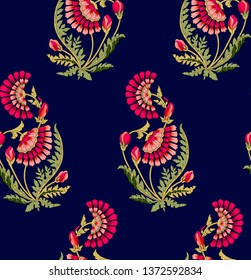 Mughal Flower Motif Navy Background Stock Illustration 1372592834 ...