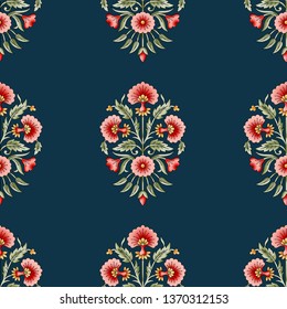 Mughal Flower Motif Stock Illustration 1370310458 | Shutterstock