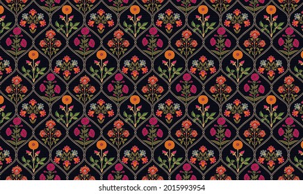 mughal motif Kani Look ornament pattern multi color background