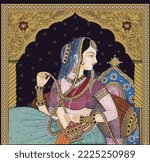 mughal queen design with sitting on chair