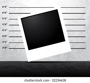 Mugshot prison background with blank instant photo