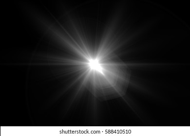 Muitl lris whit glint digital lens flare in black background horizontal frame warm