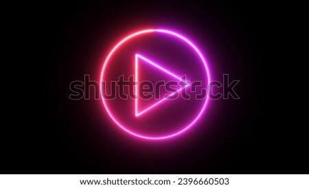 multi color play button on black background. Start button. Neon glowing play button with neon circle. Play button icon. Neon shine play icon. 3d rendering - illustration.