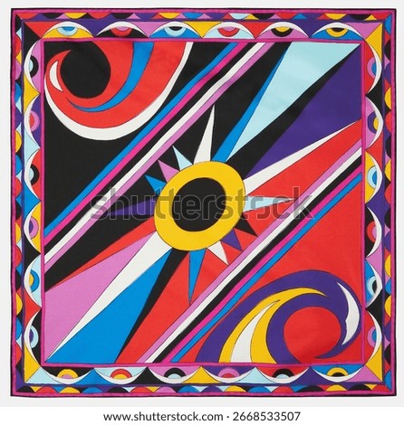 Multi color Pucci inspired composition for scarves and other textile products for fabric prints.