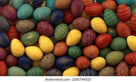 Multi colored and gold Full screen Easter egg background