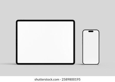 Multi device responsive blank mockup 3d rendering