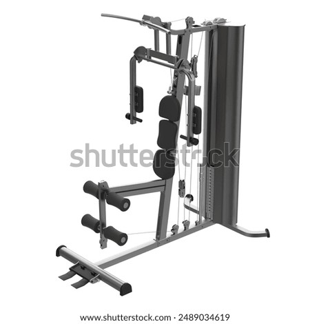 Multi Function gym machine isolated on White Background. Fitness, Cardio and Muscle Building Machines. Exercise and Gym Concept. 3d Render Illustration.