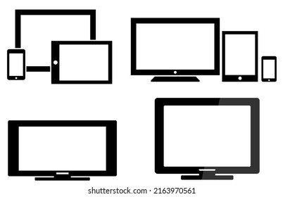 Multi Screens Icon Set, Flat Style