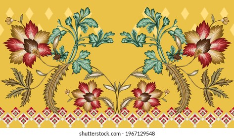 multi style flowers and ethnic and baroque element combination