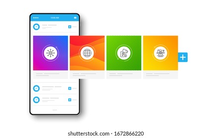 Multichannel, Globe And Parking Security Line Icons Set. Interface Carousel. Ship Travel Sign. Multitasking, Internet World, Video Camera. Cruise Transport. Business Set. Social Network Post.