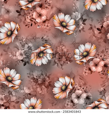 multicolor abstract allover flower pattern, vintage watercolor flowers with abstract multicolor background texture for digital print . illustration artwork