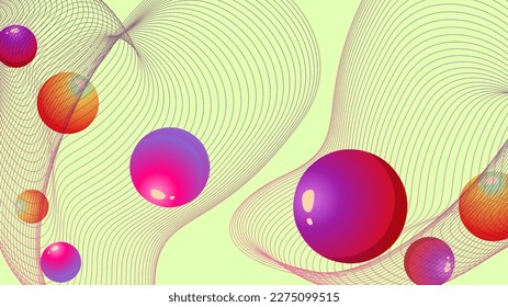 Multicolor balls in spiral  Gradient colored balls in spiral illustration  Desktop wallpaper template design