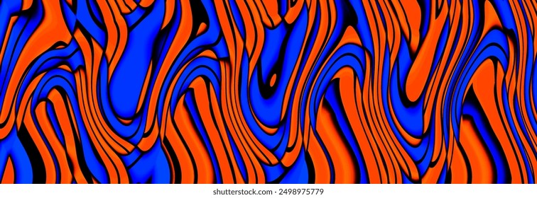 Multicolor curve lines background. Geometric abstract pattern. 3d illustration