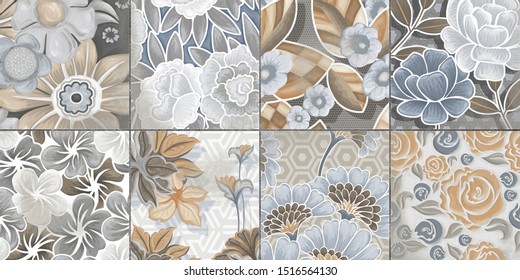 Multicolor Digital Wall Tile Decor For interior Home or Ceramic wall tile Design, Heavily Mixed Wall Art Decor For Home, wallpaper, linoleum, textile, web page background. - Illustration