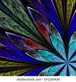 Fractal Pattern Stained Glass Style Computer Stock Illustration ...