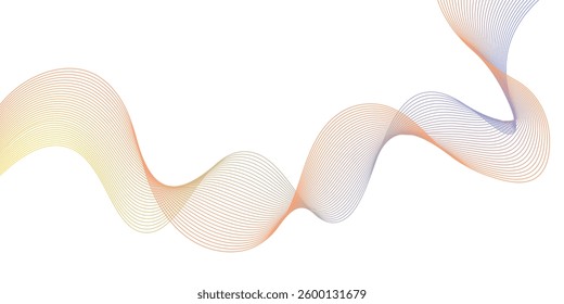 Multicolor gradient wave lines vector background, twisted curve lines and blend effect, frequency sound wave lines, 3d contour line patterned background illustration.	