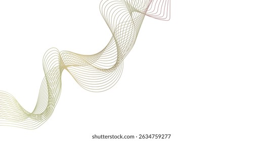 Multicolor gradient wave lines vector background, twisted curve lines and blend effect, frequency sound wave lines, 3d contour line patterned background illustration.	