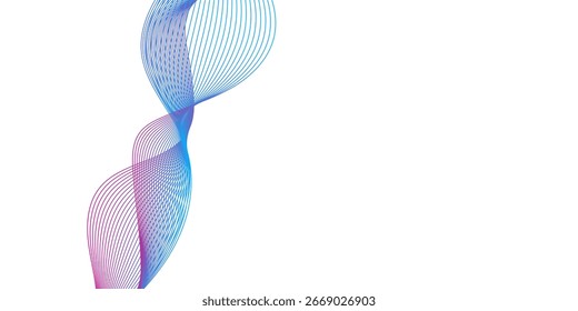 Multicolor gradient wave lines vector background, twisted curve lines and blend effect, frequency sound wave lines, 3d contour line patterned background illustration.	