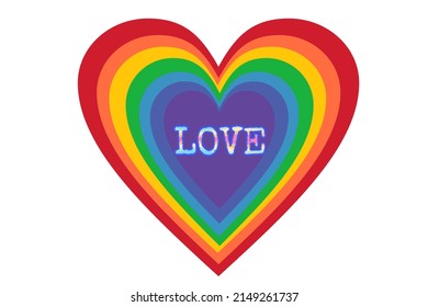 A multicolor heart isolated on white. Love or LGBTQ concept. Love has no color. 