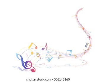 Multicolor Musical Note Staff Background Vector Stock Vector (Royalty ...