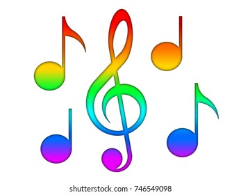 Multicolor Notes Treble Clef Stock Illustration 746549098 | Shutterstock