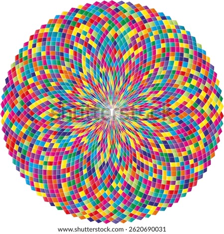 Multicolor spherical design, optical illusion