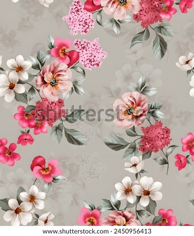 multicolor tone of vector abstract roses flower motif arrangement with medium color, all over vector design with dark green background illustration digital image for textile printing factory