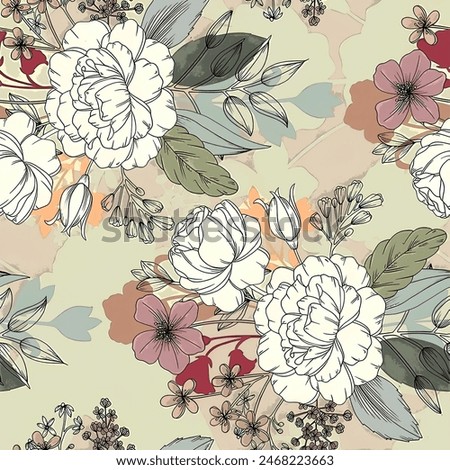 multicolor tone of vector abstract roses flower motif arrangement with medium color, all over vector design with dark green background illustration digital image