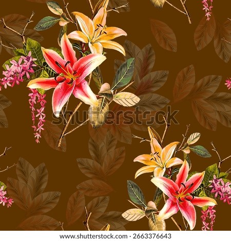 multicolor tone of vector abstract roses flower motif arrangement with medium color, all over vector design with dark green background illustration digital image