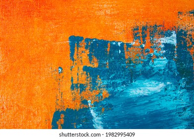 Multicolored abstract background, drawing with oil paints on artistic linen canvas