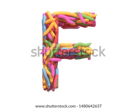 Multicolored balloon font. 3d rendering.