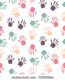 multi-colored children's handprints pattern