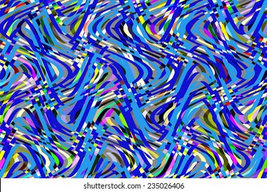 Multicolored complex interlaced abstract with predominance of blue and turquoise