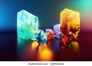 Multicolored Cube Cut Ore Illustration. It Can Be Used In Geology Science.